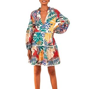 FARM Rio Off White Macaw Mini Dress